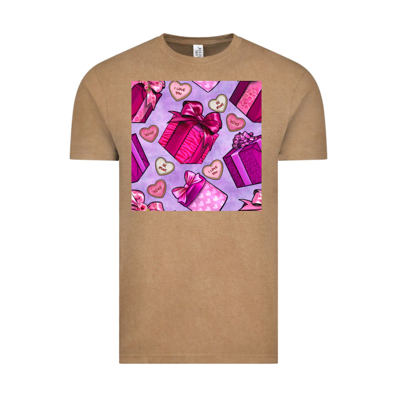 Valentines Day Gift Box And Cookie Seamless Pattern Vintage Tee by BundleAndBundleShop | Teevron