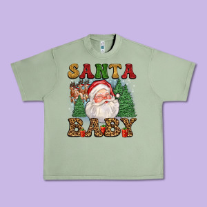 Santa Baby Urban Heavy Tee Designed By Fadigitalartstudio