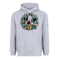 Heather Grey baby cow with sunflower Heavyweight Hoodie - RanaPortraitStore