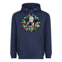 Navy baby cow with sunflower Heavyweight Hoodie - RanaPortraitStore