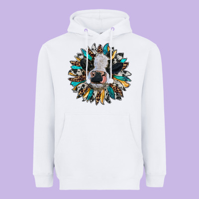 Baby Cow With Sunflower Heavyweight Hoodie Designed By Ranaportraitstore
