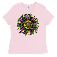 Mardi Gras Sunflower With Crawfish Ladies Tee | Teevron