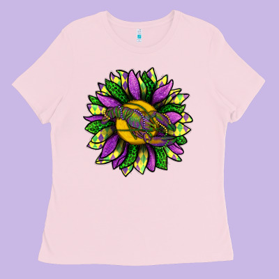Mardi Gras Sunflower With Crawfish Ladies Tee Designed By Bundleandbundleshop