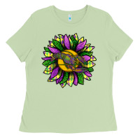 Matcha Mardi Gras Sunflower With Crawfish Ladies Tee - BundleAndBundleShop
