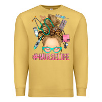 Antique Gold blonde messy bun nurse life Premium Sweatshirt - RanaPortraitStore