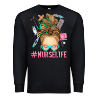 Black blonde messy bun nurse life Premium Sweatshirt - RanaPortraitStore
