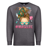 Charcoal Heather blonde messy bun nurse life Premium Sweatshirt - RanaPortraitStore