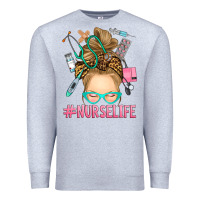 Heather Grey blonde messy bun nurse life Premium Sweatshirt - RanaPortraitStore