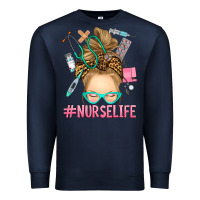 Navy blonde messy bun nurse life Premium Sweatshirt - RanaPortraitStore