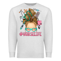 Oatmeal Heather blonde messy bun nurse life Premium Sweatshirt - RanaPortraitStore