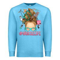 Ocean Blue blonde messy bun nurse life Premium Sweatshirt - RanaPortraitStore