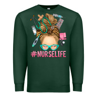 Sports Green blonde messy bun nurse life Premium Sweatshirt - RanaPortraitStore