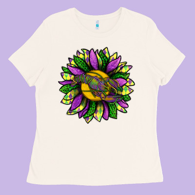 Mardi Gras Sunflower With Crawfish Ladies Tee Designed By Bundleandbundleshop
