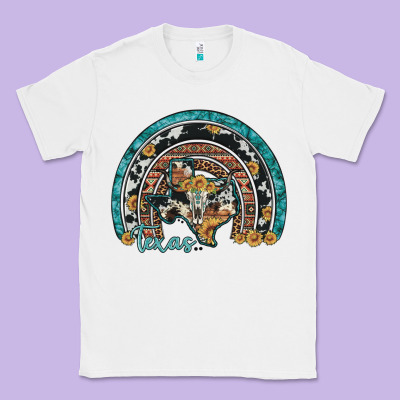 Texas Map Sunflower Leopard Cowhide Aztec Turquoise Gemstone Rainbow Classic Tee Designed By Artiststas