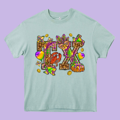Texas Mardi Gras Heavy Core Tee Designed By Howdyjamesfarm