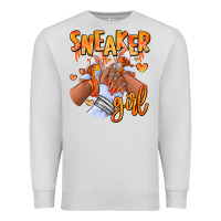 Dove Grey orange galaxy sneaker girl afro woman Premium Sweatshirt - RanaPortraitStore