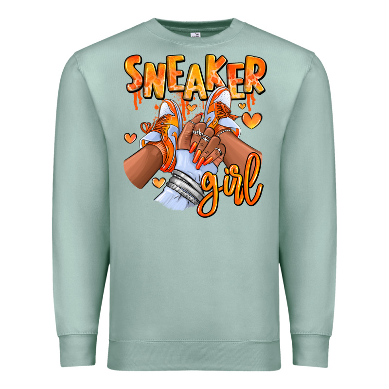 Orange Galaxy Sneaker Girl Afro Woman Premium Sweatshirt by RanaPortraitStore | Teevron