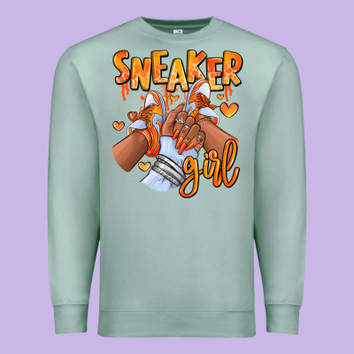 Orange Galaxy Sneaker Girl Afro Woman Premium Sweatshirt Designed By Ranaportraitstore