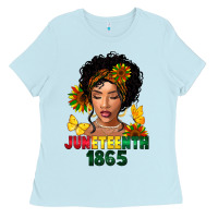 Baby Blue juneteenth 1865 black woman Ladies Tee - FaDigitalArtStudio