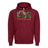 Burgundy love thanksgiving Zipper Hoodie - JahusDesignShop