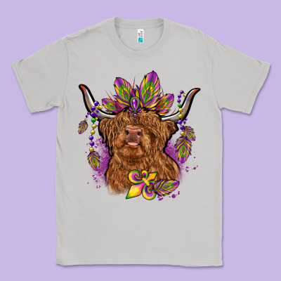 Mardi Gras Cow Classic Tee Designed By Oliviacreatesart