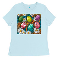 Baby Blue Easter Eggs Tumbler Ladies Tee - BundleAndBundleShop