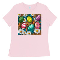 Bubblegum Pink Easter Eggs Tumbler Ladies Tee - BundleAndBundleShop