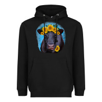 Black black angus with sunflower Heavyweight Hoodie - RanaPortraitStore
