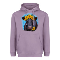 Lavender black angus with sunflower Heavyweight Hoodie - RanaPortraitStore