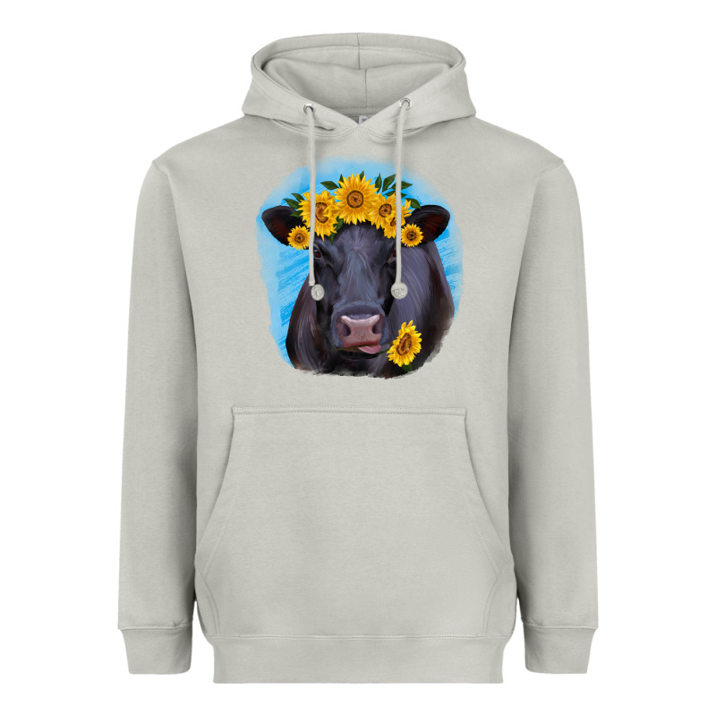 Black Angus With Sunflower Heavyweight Hoodie by RanaPortraitStore | Teevron