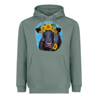 Sage black angus with sunflower Heavyweight Hoodie - RanaPortraitStore