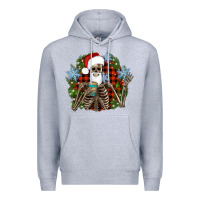 Heather Grey Santa skeleton christmas Premium Hoodie - Artiststas