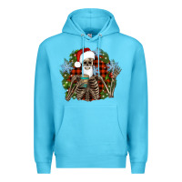 Ocean Blue Santa skeleton christmas Premium Hoodie - Artiststas