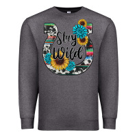 Charcoal Heather western stay wild horsesho Premium Sweatshirt - RanaPortraitStore