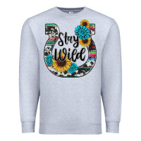 Heather Grey western stay wild horsesho Premium Sweatshirt - RanaPortraitStore