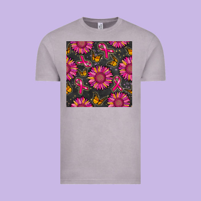 Breast Cancer Sunflower Seamless Pattern Vintage Tee Designed By Bundleandbundleshop
