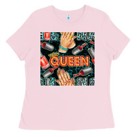 Bubblegum Pink nail queen hand and polish with lights and leopard seamless pattern bb Ladies Tee - BundleAndBundleShop