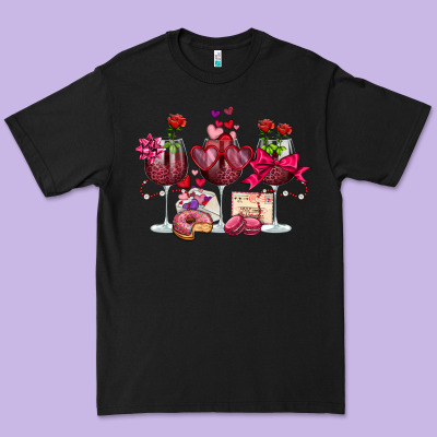 Valentine's Day Wine Glasses Premium Tee Designed By Oliviacreatesart