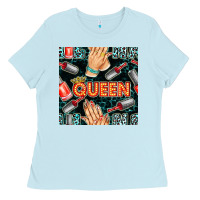 Baby Blue nail queen hand and polish with lights and leopard seamless pattern bb Ladies Tee - BundleAndBundleShop