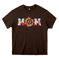 Chocolate Brown Tie dye sunflower Mom Mother's Day Heavy Core Tee - HowdyJamesFarm
