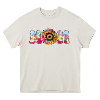 Cream Tie dye sunflower Mom Mother's Day Heavy Core Tee - HowdyJamesFarm