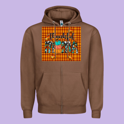 Thankful Tumbler Zipper Hoodie Designed By Jahusdesignshop