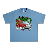 Pebble Blue Merry Christmas Truck With Gifts Urban Heavy Tee - FaDigitalArtStudio