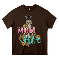 Chocolate Brown Mom life with skull Mother's Day Heavy Core Tee - CowGirlArtShop