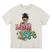 Cream Mom life with skull Mother's Day Heavy Core Tee - CowGirlArtShop
