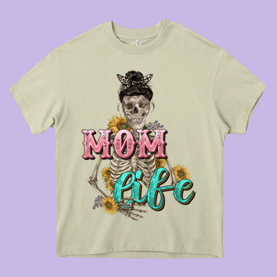 Mom Life With Skull Mother's Day Heavy Core Tee Designed By Cowgirlartshop