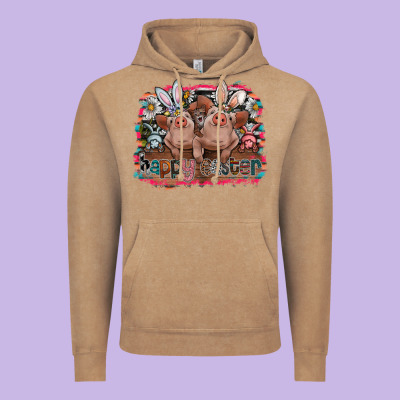 Happy Easter Vintage Hoodie Designed By Cowhidedigitalart