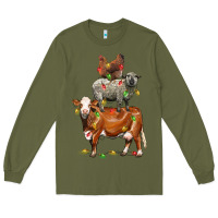 Army Green Christmas cow sheep and chicken Long Sleeve Tee - LillyAllenDesigns