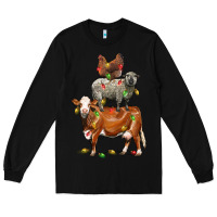Black Christmas cow sheep and chicken Long Sleeve Tee - LillyAllenDesigns