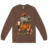 Chestnut Christmas cow sheep and chicken Long Sleeve Tee - LillyAllenDesigns